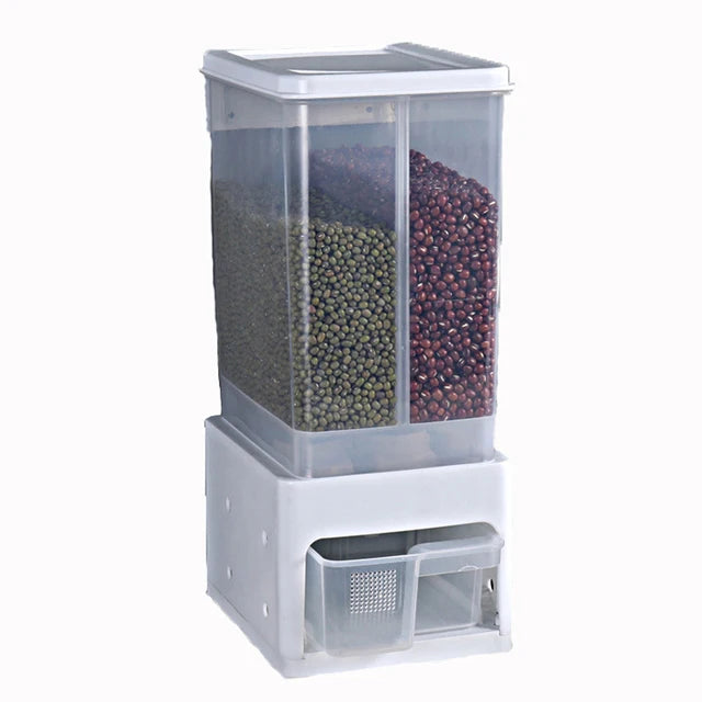 Wall Mounted Cereal Dispenser Moisture Proof Sealed Food Storage Box Rice Grain Storage Container Rice Bucket Kitchen Organizer