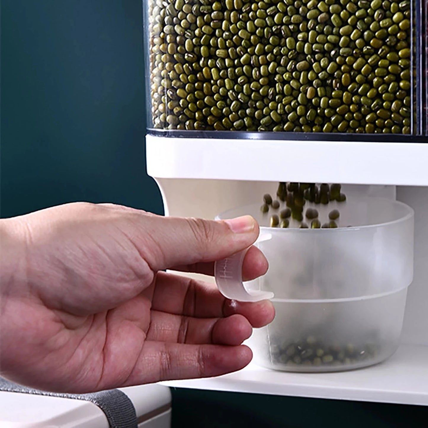 Wall Mounted Divided Rice Cereal DispenserPlastic transparent storage dry food dispenser dry food fruit storage box for Kitchen
