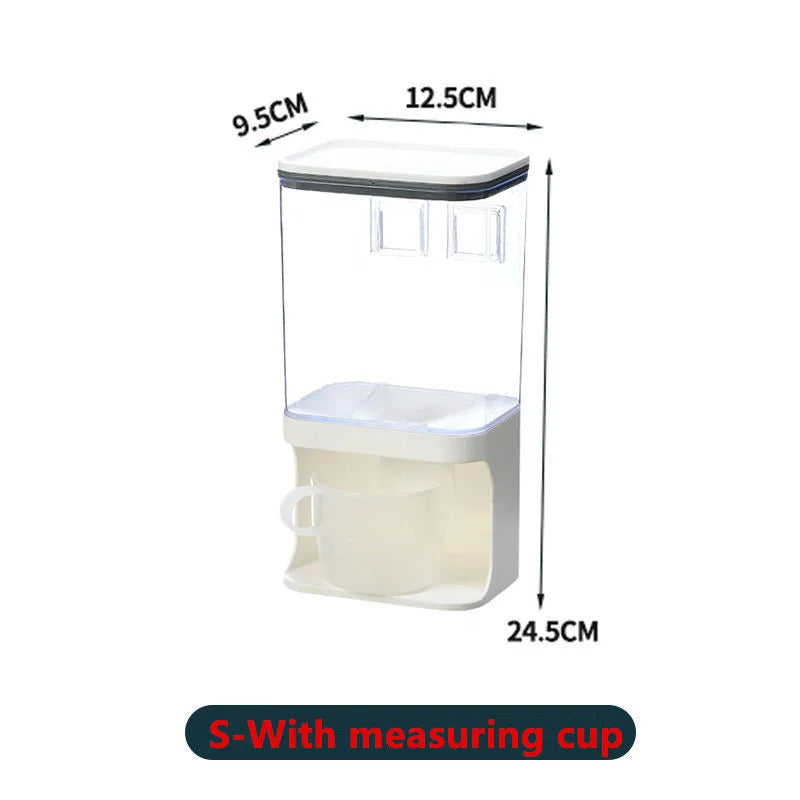 Wall Mounted Divided Rice Cereal DispenserPlastic transparent storage dry food dispenser dry food fruit storage box for Kitchen