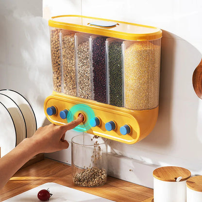 Wall-Mounted Kitchen Auto Cereal Dispenser Rice Dispenser Rice Storage bucket Grain Storage Tank Home Dry Food Ducket Container