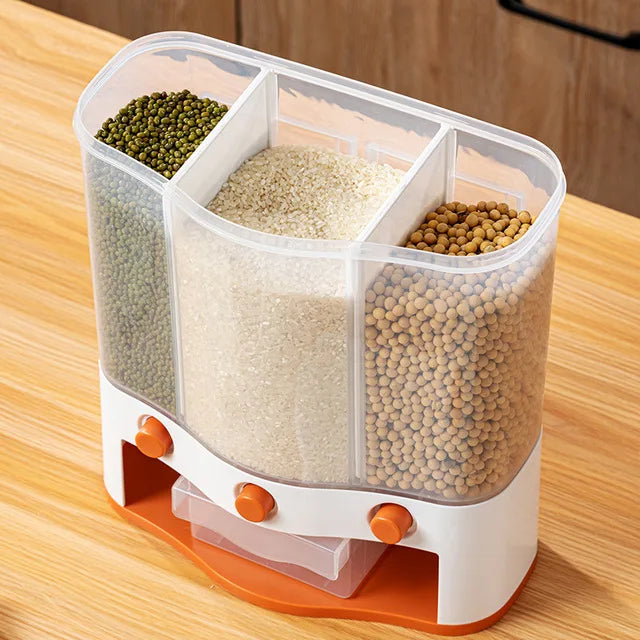 Wall-Mounted Kitchen Auto Cereal Dispenser Rice Dispenser Rice Storage bucket Grain Storage Tank Home Dry Food Ducket Container