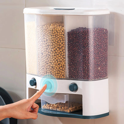 Wall-Mounted Kitchen Auto Cereal Dispenser Rice Dispenser Rice Storage bucket Grain Storage Tank Home Dry Food Ducket Container