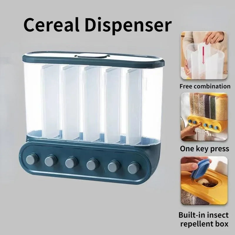 Wall-Mounted Kitchen Auto Cereal Dispenser Rice Dispenser Rice Storage bucket Grain Storage Tank Home Dry Food Ducket Container