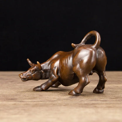 Wall Street Bronze fengshui wealth Fierce Bull OX Statue Metal crafts family decorations