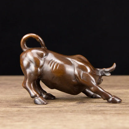 Wall Street Bronze fengshui wealth Fierce Bull OX Statue Metal crafts family decorations