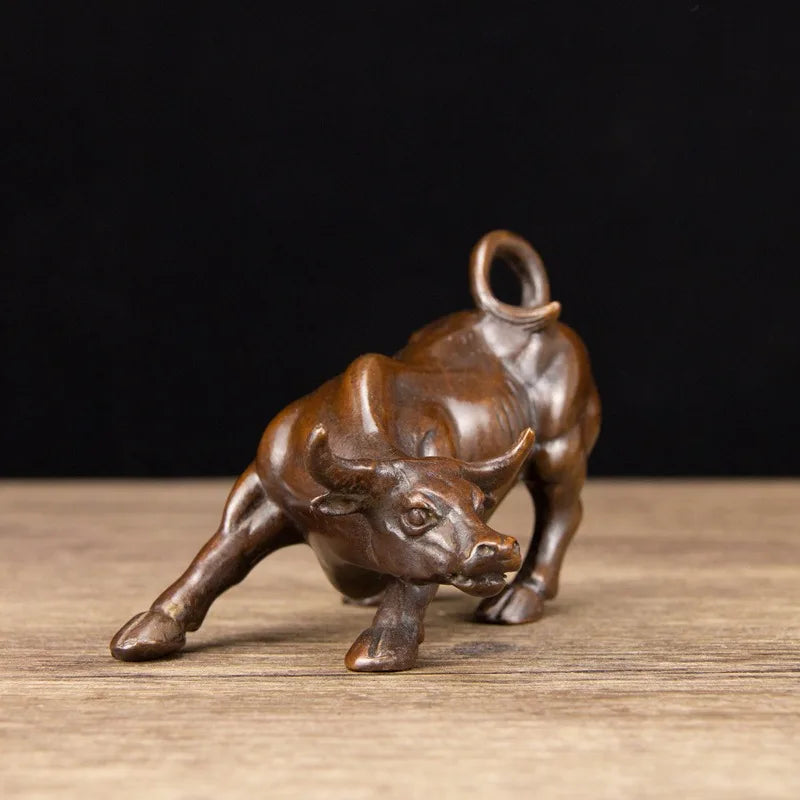 Wall Street Bronze fengshui wealth Fierce Bull OX Statue Metal crafts family decorations