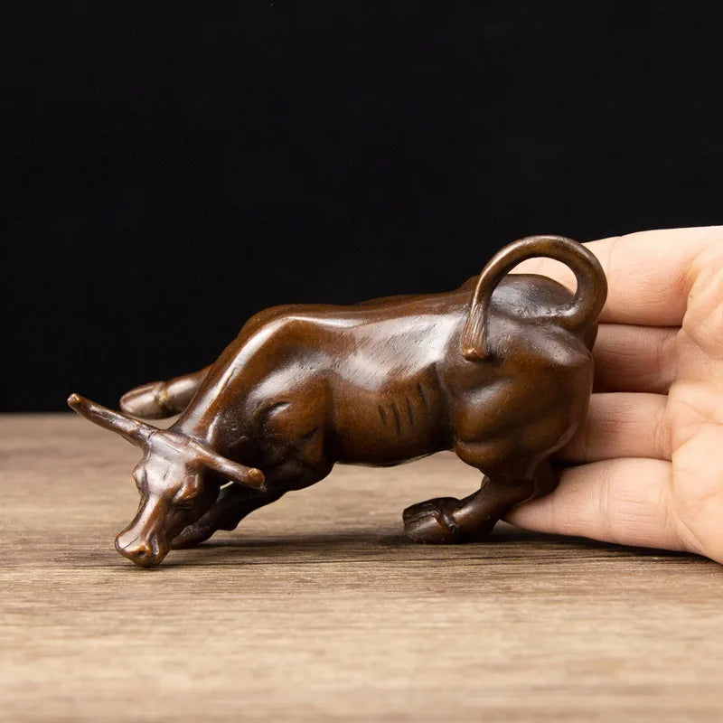 Wall Street Bronze fengshui wealth Fierce Bull OX Statue Metal crafts family decorations
