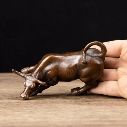 Wall Street Bronze fengshui wealth Fierce Bull OX Statue Metal crafts family decorations