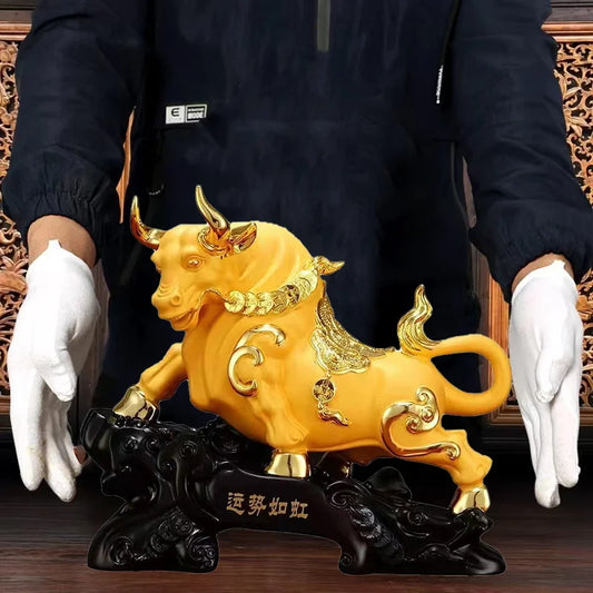 Wall Street Bull Decorative Statue Resin Sculpture Lucky Bull Ornament Domineering home living room bedroom decoration crafts