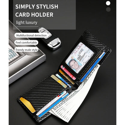 Wallet Card Holder Compatible with AirTag Slim Bifold Short Wallets ID Cards Case Carbon Firber Texture for Women Men
