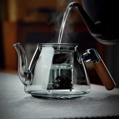 Walnut High Borosilicate Glass Tea Pot  Tea Cooking and Cooking Dual Purpose High Capacity Tea Pot