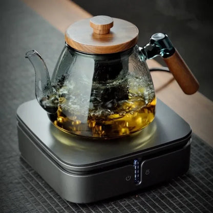 Walnut High Borosilicate Glass Tea Pot  Tea Cooking and Cooking Dual Purpose High Capacity Tea Pot
