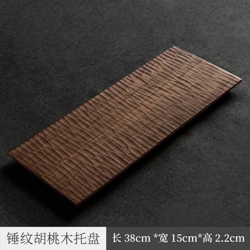Walnut Kung Fu Tea Set Tray Carved Texture Dry Pour Tea Tray Kung Fu Accessories