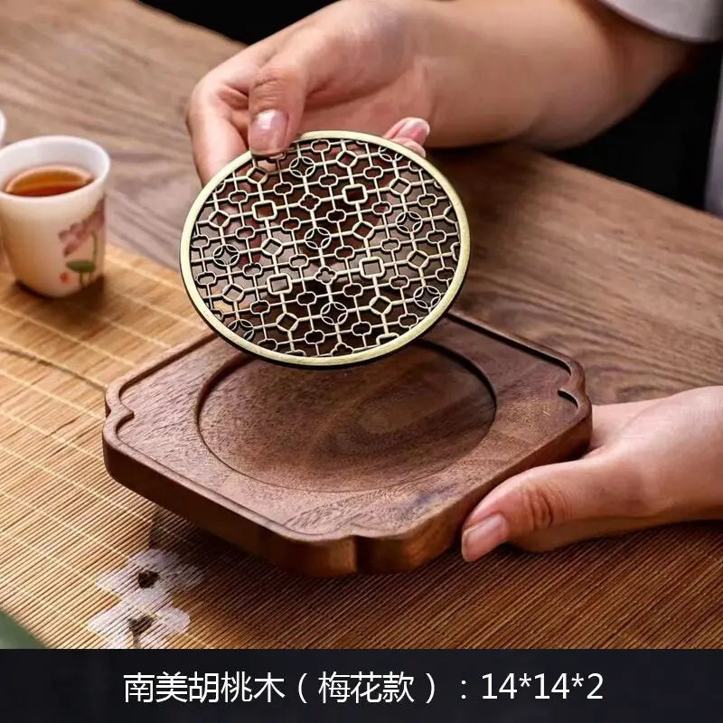Walnut Teapot Mat Household Pot Holder Coaster Tea Mat Tea Ceremony Zero Matching Teapot Support Kung Fu Tea Set Accessories