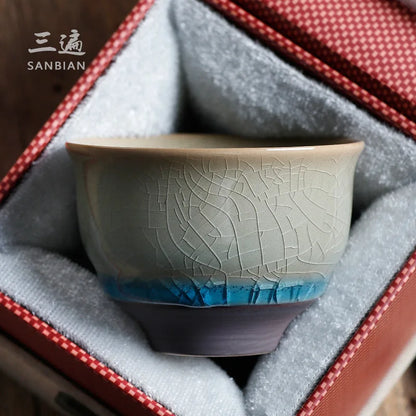 Wanfu Ice Crack Ice Flower Master Cup Single Cup Gracked Glaze Supportable Kung Fu Tea Set Teacup Single Tea Cup Tea Cup