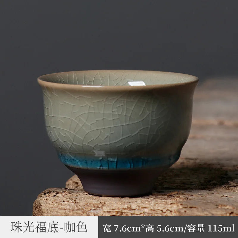 Wanfu Ice Crack Ice Flower Master Cup Single Cup Gracked Glaze Supportable Kung Fu Tea Set Teacup Single Tea Cup Tea Cup