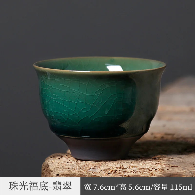 Wanfu Ice Crack Ice Flower Master Cup Single Cup Gracked Glaze Supportable Kung Fu Tea Set Teacup Single Tea Cup Tea Cup