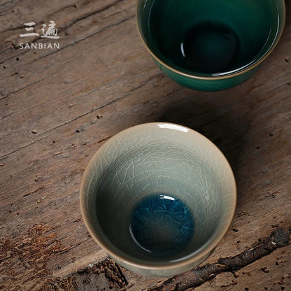 Wanfu Ice Crack Ice Flower Master Cup Single Cup Gracked Glaze Supportable Kung Fu Tea Set Teacup Single Tea Cup Tea Cup