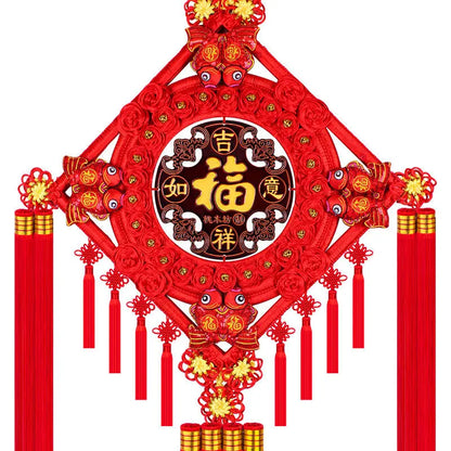 Ward Off Evil Spirits Peach Wood Blessing Chinese Knot Pendant Couplet Living Room Porch Wall Decoration Home Hanging Decor
