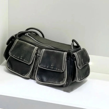 Wasteland Style Shoulder Niche Design 2024 Retro Versatile Rub Color Handbag Multi-pocket Armpit Y2K Women's Bag