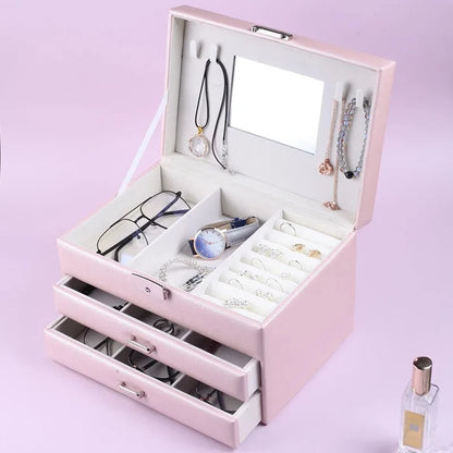 Watch Box Watch Case Jewelry Organizer Holder Jewelry DisplayMultilayer Lockable Jewelry Storage Box Ring Necklace Bracelet Box