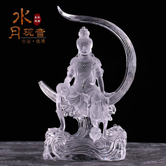 Water Moon Guanyin Colored glaze Bodhisattva Buddha Statue Temple Buddha Hall Home Furnishing Home Decoration