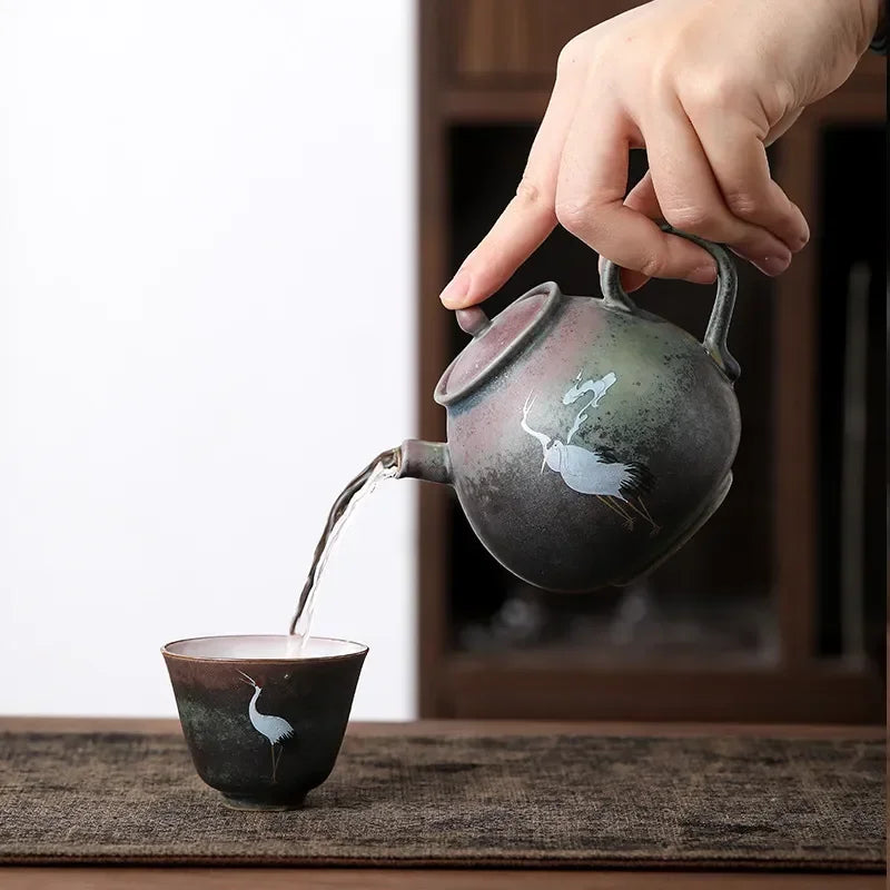 Water Pot Jingdezhen Handmade Retro Chinese Tea Coarse Pottery Kiln Kung Fu Tea Dan Hu Tea Pot Traditional Chinese
