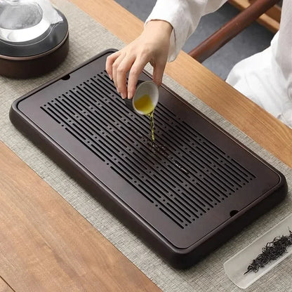 Water Storage Type Bamboo Tea Tray Household Drainage Type Tea Table Light Luxury Chinese Teapot Tray Tradition Tea Accessories