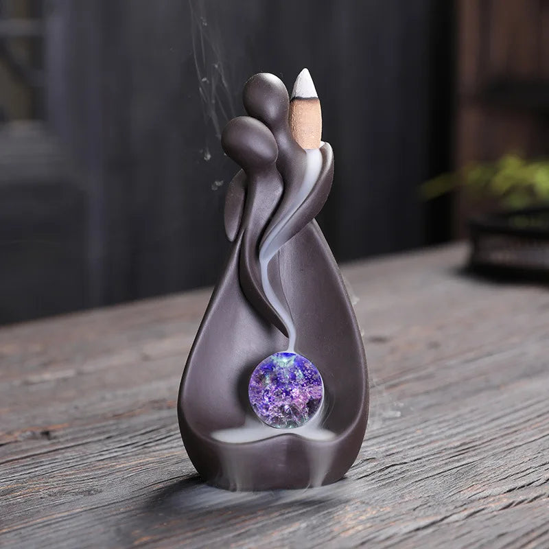 Waterfall Incense Burner Ceramics Backflow Incense Stick Holder with Crystal Ball For Cones Censer Buddhist Home Decor  Handicra
