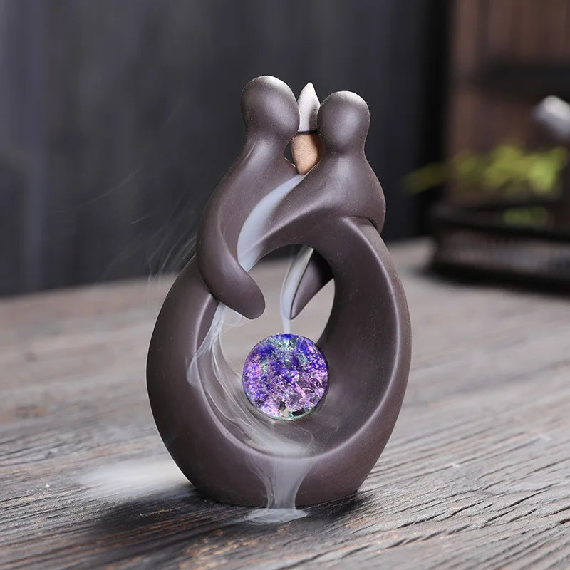 Waterfall Incense Burner Ceramics Backflow Incense Stick Holder with Crystal Ball For Cones Censer Buddhist Home Decor  Handicra