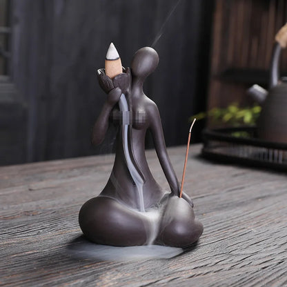 Waterfall Incense Burner Ceramics Backflow Incense Stick Holder with Crystal Ball For Cones Censer Buddhist Home Decor  Handicra