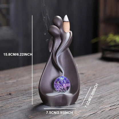 Waterfall Incense Burner Ceramics Backflow Incense Stick Holder with Crystal Ball For Cones Censer Buddhist Home Decor  Handicra