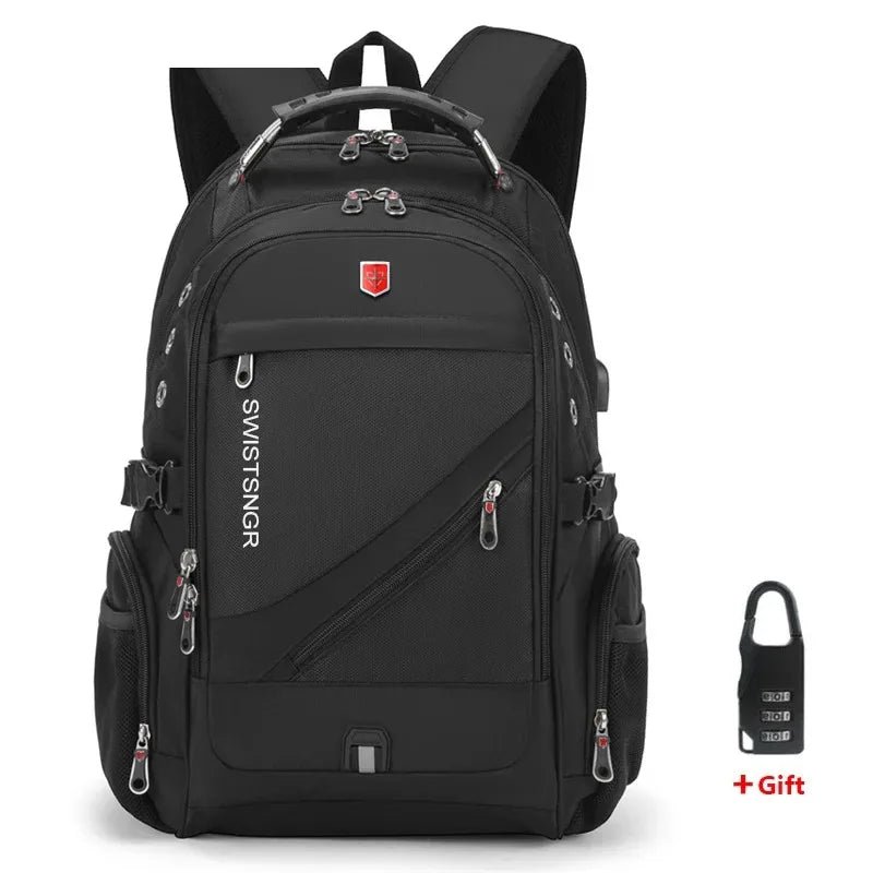 Waterproof 15.6/17.3 Inch Laptop Backpack Men USB Charging Swiss Backpack Travel Women Rucksack Male Vintage School Bag Mochila