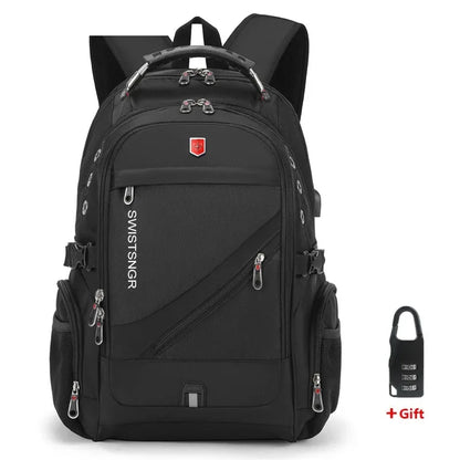 Waterproof 15.6/17.3 Inch Laptop Backpack Men USB Charging Swiss Backpack Travel Women Rucksack Male Vintage School Bag Mochila