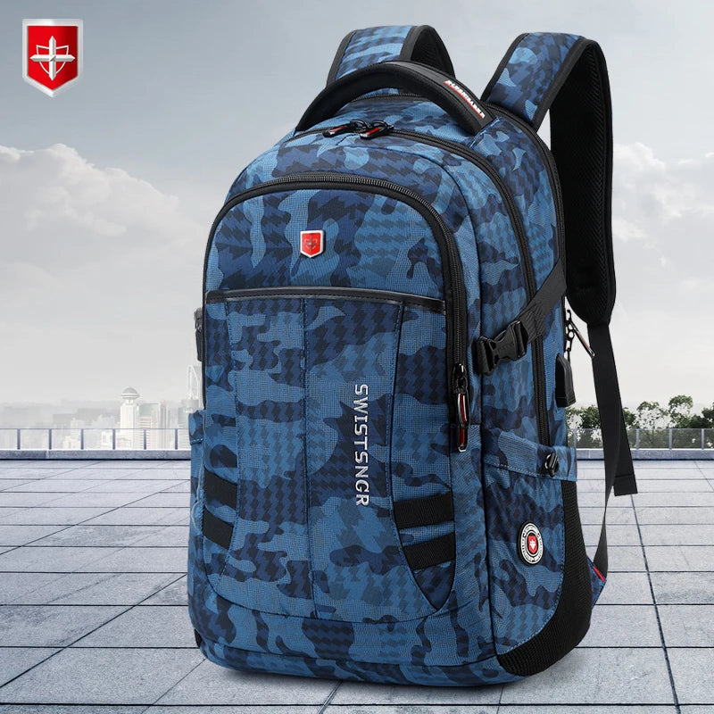 Waterproof 15.6 Inch Laptop Backpack Men USB Charging Anti-theft Swiss Backpack Travel Women Rucksack Male School Bag Mochila