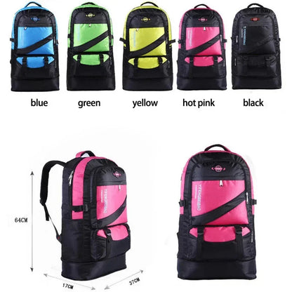 Waterproof 60L men's nylon travel sports bag Outdoor Mountaineering Hiking Climbing Camping backpack for male