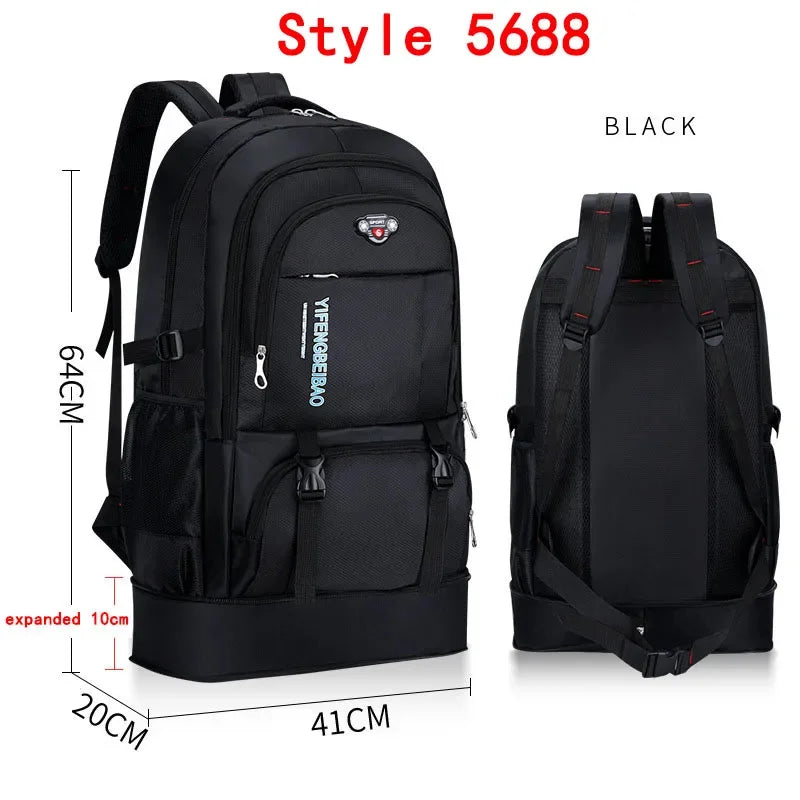 Waterproof 60L men's nylon travel sports bag Outdoor Mountaineering Hiking Climbing Camping backpack for male