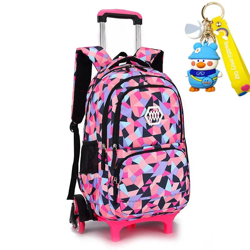 Waterproof Backpack With Wheel Removable Children School Bags For Girls Kids Trolley Student Detachable Backpacks