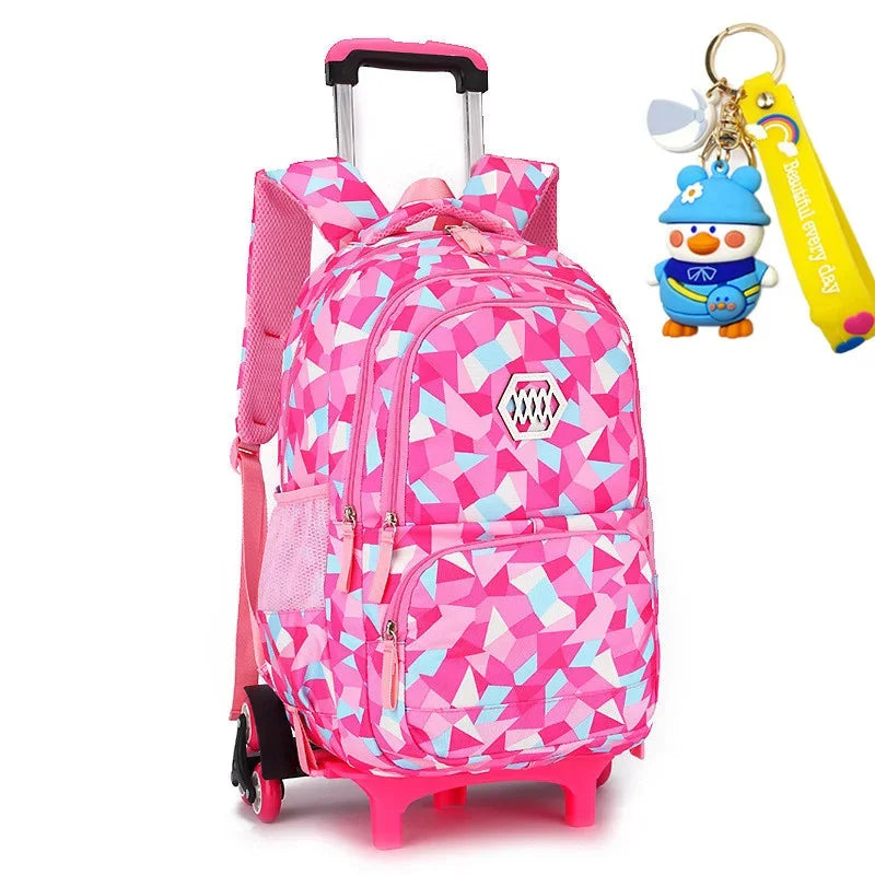 Waterproof Backpack With Wheel Removable Children School Bags For Girls Kids Trolley Student Detachable Backpacks