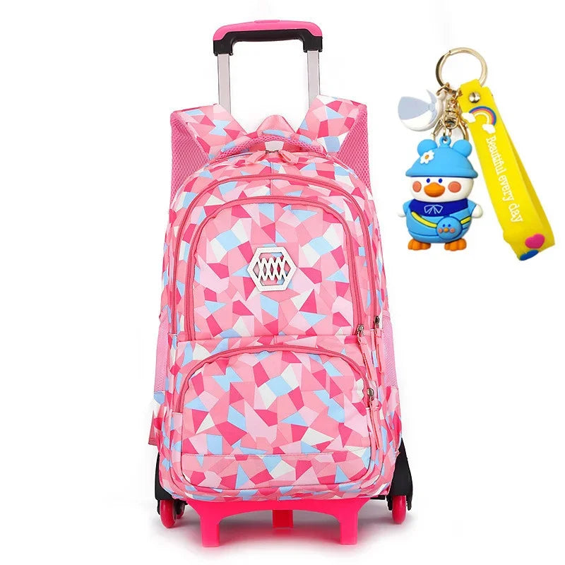 Waterproof Backpack With Wheel Removable Children School Bags For Girls Kids Trolley Student Detachable Backpacks
