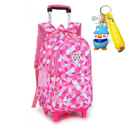 Waterproof Backpack With Wheel Removable Children School Bags For Girls Kids Trolley Student Detachable Backpacks
