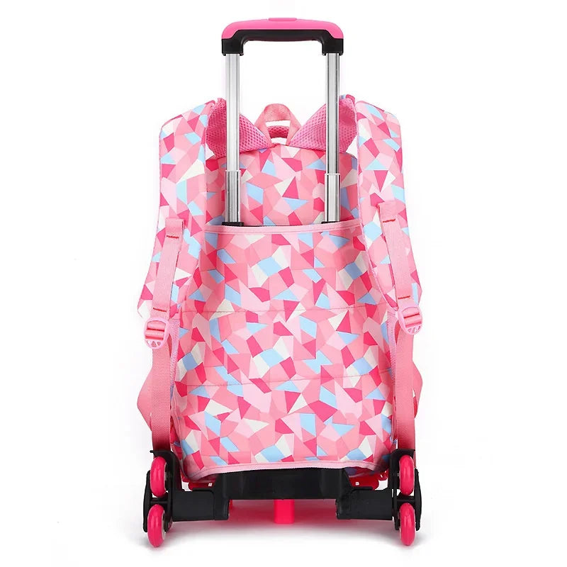 Waterproof Backpack With Wheel Removable Children School Bags For Girls Kids Trolley Student Detachable Backpacks