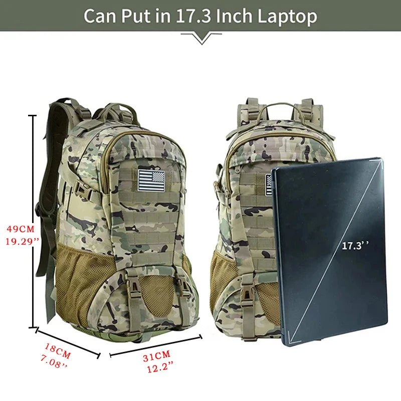 Waterproof Bag 35L Camouflage Backpack Man Outdoor Travel Hiking Rucksack Camping Hunting Climbing Casual Bags Holiday Going Out