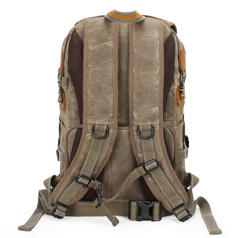 Waterproof Batik Canvas+Crazy Horse Leather Camera Bags Outdoor Photography DSLR/SLR Backpack Fotocamera SLR Bag for Nikon Canon