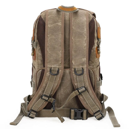 Waterproof Batik Canvas+Crazy Horse Leather Camera Bags Outdoor Photography DSLR/SLR Backpack Fotocamera SLR Bag for Nikon Canon