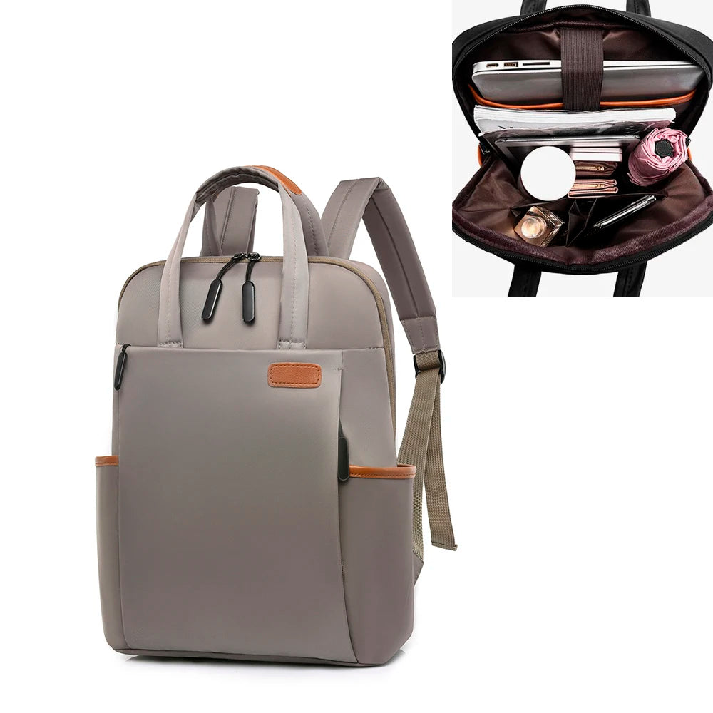 Waterproof Business Woman Backpack Fashion Oxford College Student School Backpacks 13 14 Inch Laptop Bag Travel Rucksack Mochila
