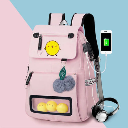 Waterproof Children School Bags for Girls USB School Backpacks With squirrel Kids Printing Schoolbag Kids Satchel Teens mochila