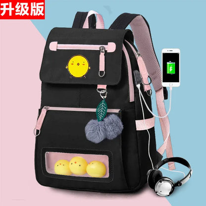 Waterproof Children School Bags for Girls USB School Backpacks With squirrel Kids Printing Schoolbag Kids Satchel Teens mochila