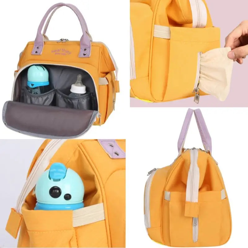 Waterproof Diaper Bag Backpack - Baby Essentials Travel Tote - Multi Function with Changing Pad Stroller Straps Pacifier Case