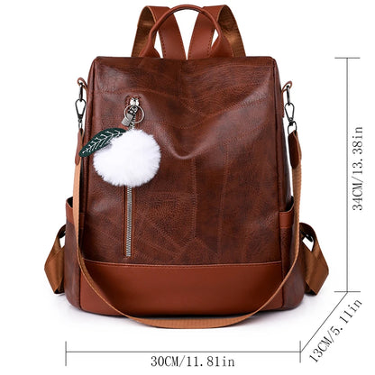 Waterproof Leather Women Backpack Fashion Anti-theft School Bag Multifunctional Female Large Capacity Travel Shoulder Handbag